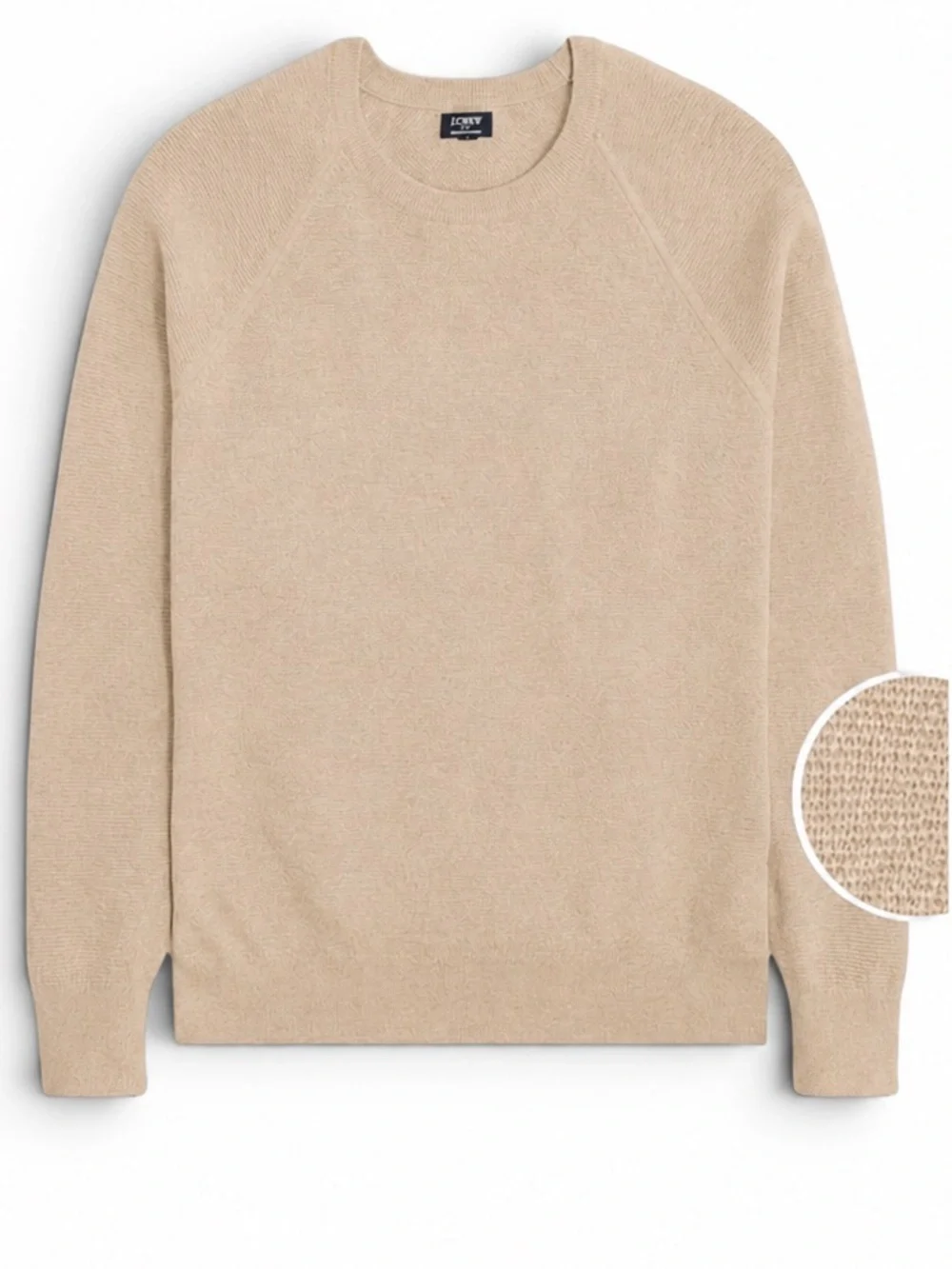J.Crew Seed Stitch Cotton Crewneck Sweater Heathered Khaki Tan Light Medium NWT